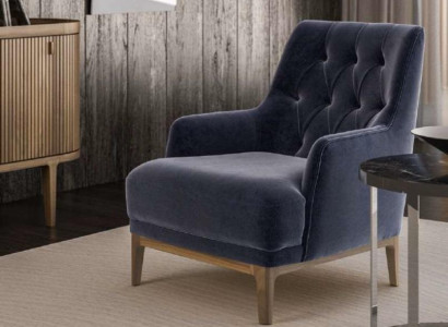 Blue Exclusive Chesterfield Armchair Living Room Single-Seater Wooden Frame